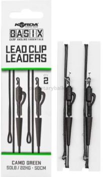 Монтаж с безопастной клипсой KORDA Basix Lead Clip Leaders Camo green тест 50lb, длина 50см, 2шт.