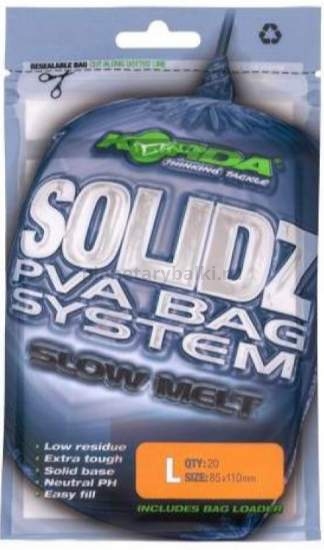 KORDA Пакет Solidz Slow Melt PVA Bags L 85х110мм