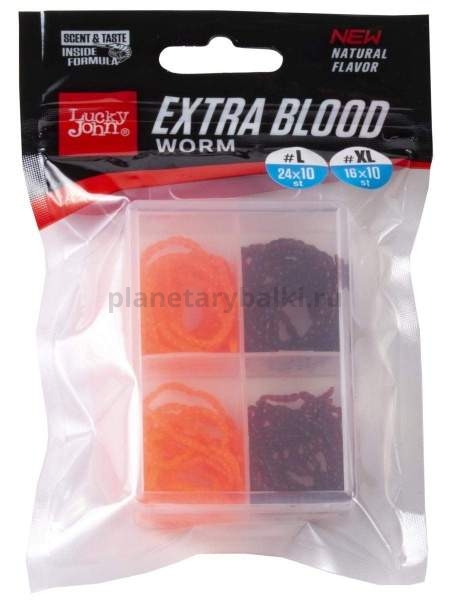 Насадки искусственные съедобные Lucky John Pro Series EXTRA BLOOD WORM X/XL мотыль 160/240шт.