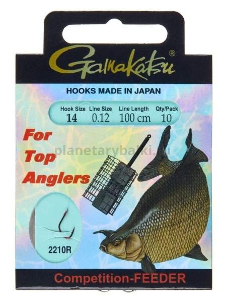 Крючки с поводком Gamakatsu Booklet BR. FEEDER 2210R №14, 0.12мм, 100см, 10шт.