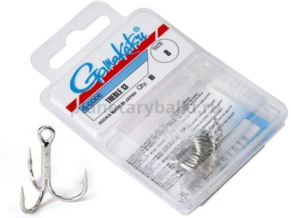 Крючки-тройники Gamakatsu 13N TREBLE HOOKS NICKEL №08, 10шт.