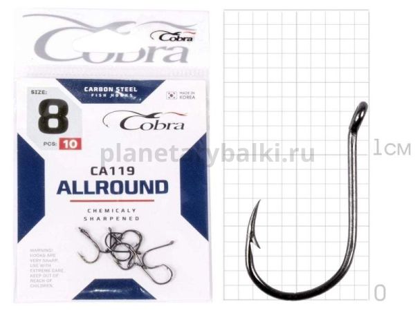 Крючки Cobra Allround HINNU CA119 №8, 10шт.