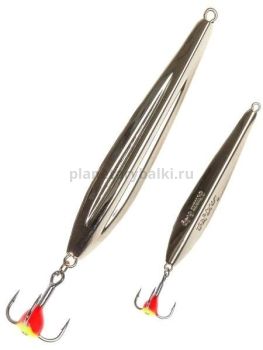 Блесна вертикальная Lucky John FIN Blade с цепочкой и тройником 40мм, 2,4гр., цвет S блистер