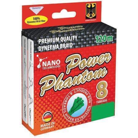 Плетеный шнур Power Phantom 8x, 120м, 0,30мм, 35,7кг зеленый