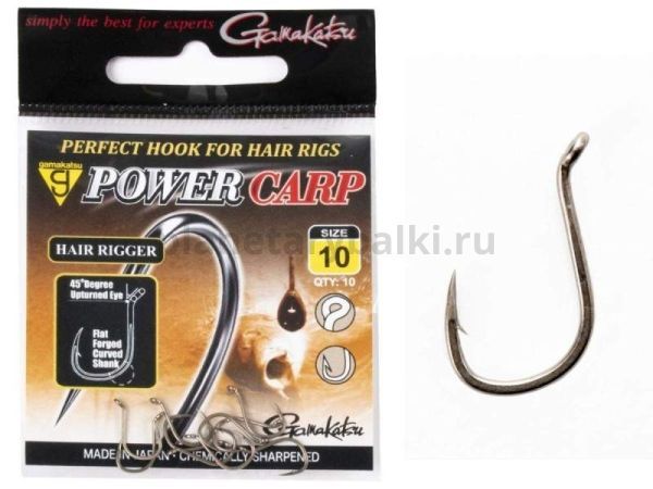 Крючки Gamakatsu PowerCarp HAIR RIGGER EYED HOOK разм. 10 10шт.