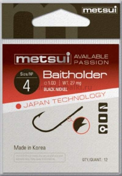 Крючки METSUI BAIT HOLDER цвет bln, размер № 4, в уп. 12 шт