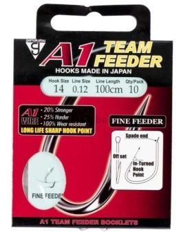 Крючки с поводком Gamakatsu Booklet A1 FINE FEEDER №14, 0.12мм, 100см, 10шт.