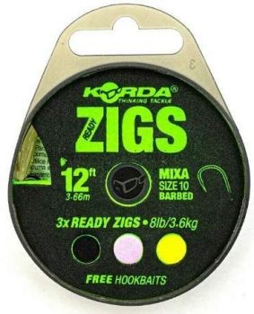 Поводки готовые Korda Ready Zigs 8' №10, 240см, 8lb, 3,6кг, 3шт.