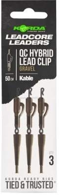 Монтаж готовый KORDA Kable Leadcore Leader Hybrid Lead Clip QC Swivel Gravel 50см, 3шт
