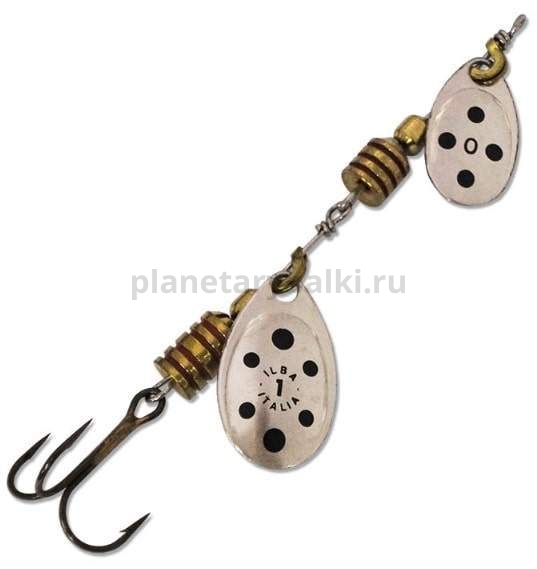 Блесна вращающаяся ILBA TONDO tandem d/s/z №0+1, 5гр., цвет silver-black