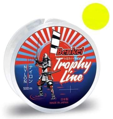 Монофильная леска Benkei Trophy Line 500м, 0,37мм, 10,4кг, #5 желтый fluo 