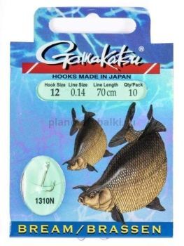Крючки с поводком Gamakatsu Booklet BREAM 1310N №12, 0.14мм, 70см, 10шт.