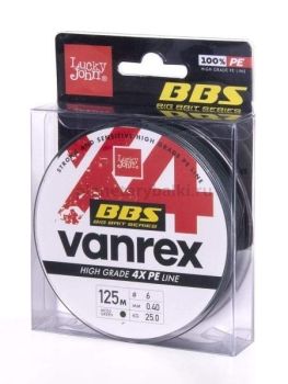 Шнур плетёный Lucky John Vanrex BBS х4 BRAID Moss Green 125м, 0,40мм, 25кг