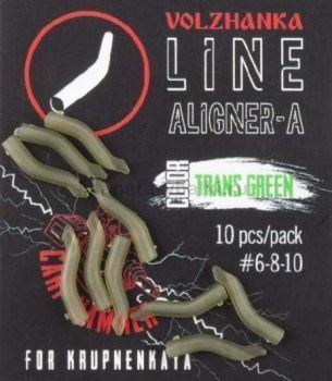 Лентяйка для крючков Volzhanka Line Aligner-A размер 6-8-10, цвет Trasn Green 10шт.