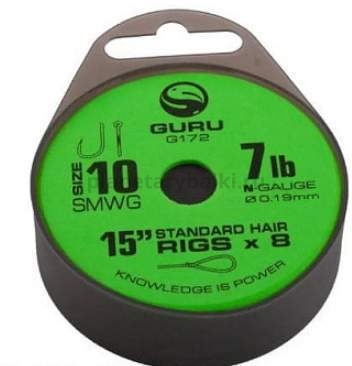 Поводки готовые GURU SMWG Standard Hair 15" 38см, №12, 0,19мм, 8шт.