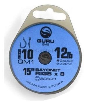 Поводки готовые GURU QM1 Bayonet Ready Rigs 15" 38см, №10, 0,22мм, 8шт.