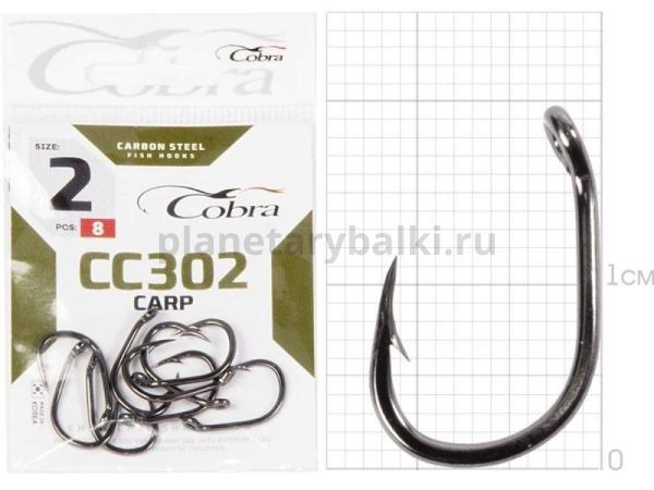 Крючки Cobra CARP MATSUI CC302 №2, 8шт. с лопаткой