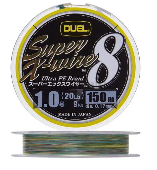 Плетеный шнур Duel PE Super X-Wire 8 150м, 0,28мм, 5,8кг, #0,6 5Color-Yellow Marking