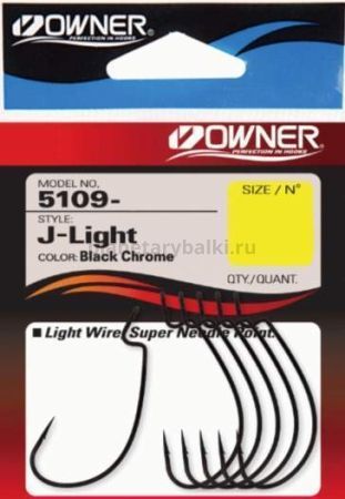 Крючок OWNER J - Light Worm Hook BC №1/0, 6шт.