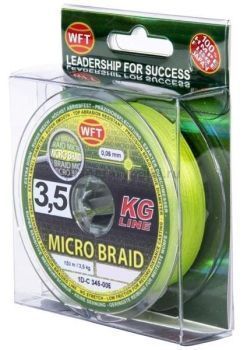 Шнур плетёный WFT KG MICRO BRAID Chartreuse 150м, 0,06мм, 3,5кг