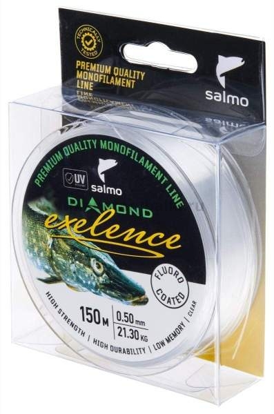 Леска монофильная Salmo Diamond EXELENCE FLUORO COATED Clear 150м, 0,50мм, 21,3кг