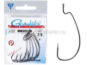 Крючки офсетные Gamakatsu Worm OFFSET EWG HOOKS BLACK №2/0, 6шт.