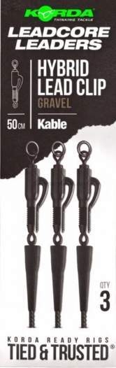 Лидкор KORDA Kable Leadcore Leader Hybrid Lead Clip Gravel 50см, 3шт.