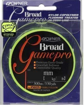 Леска OWNER Broad Game Pro yellow 300м, 0,24мм, 4,35кг
