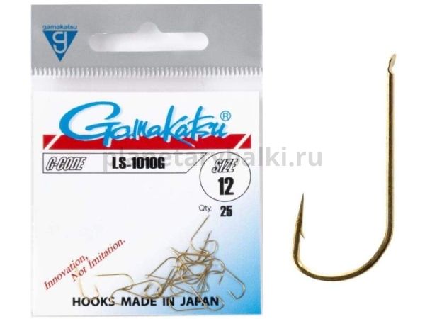 Крючки Gamakatsu LS-1010G HOOKS GOLD разм. 12 25шт.
