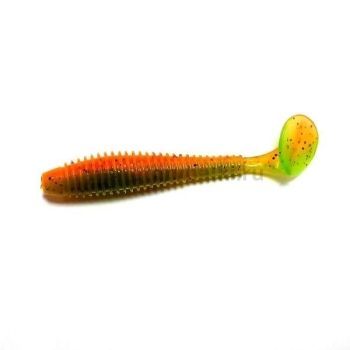 Виброхвост FLAGMAN Mystic Fish Fat 3,8" 9,5см, #0215 Orange/Chartreuse, 4шт.