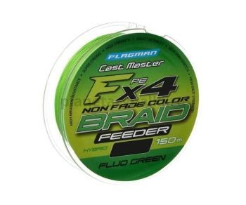 Шнур FLAGMAN Cast Master Feeder Braid F4 150м, 0,12мм, 7,2кг, 16lb Fluo Green