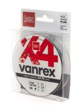 Шнур плетёный Lucky John Vanrex х4 BRAID Moss Green 125м, 0,10мм, 3,4кг