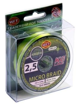 Шнур плетёный WFT KG MICRO BRAID Chartreuse 150м, 0,035мм, 2,5кг