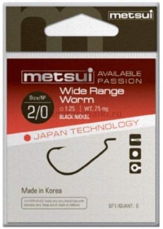 Крючки METSUI WIDE RANGE WORM цвет bln, №1/0, 6шт.