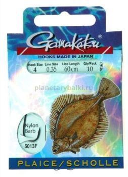 Крючки с поводком Gamakatsu Booklet FLAT FISH 5013F №04, 0.35мм, 60см, 10шт.
