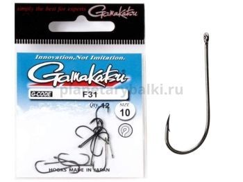 Крючки Gamakatsu F31 NEW LABEL HOOKS BLACK разм. 10 12шт.