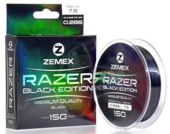 Монофильная леска ZEMEX RAZER BLACK EDITION 150м, 0.203мм, 4.1кг black