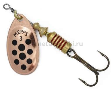 Блесна вращающаяся MEPPS Aglia Decoree Points Noirs №3, 6,5гр., цвет CU/черные точки