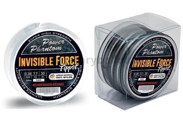 Монофильная леска Power Phantom Invisible Force Tippet CLEAR 30м, 0,25мм, 6,8кг