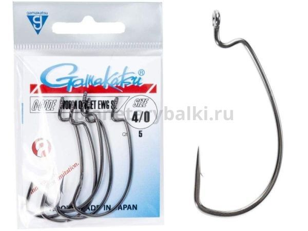 Крючки офсетные Gamakatsu Worm OFFSET EWG SL HOOKS BLACK №4/0, 5шт.