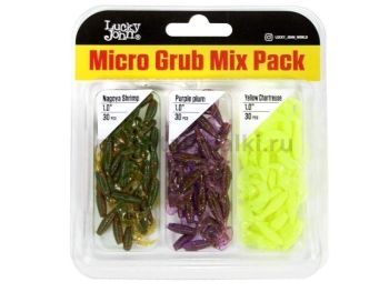 Твистеры Lucky John Pro Series MICRO GRUB Mix Pack/MIX1 1,0in 2,5см, набор 90шт.