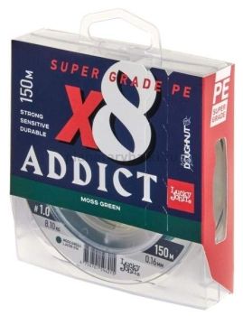 Шнур плетёный Lucky John Addict х8 BRAID Moss Green 150м, 0,16мм, 8,1кг