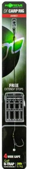 Поводки готовые KORDA N Trap DF Rig Wide Gape №4, 20lbs