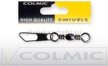 Вертлюги с карабином Colmic Barrel Swivel With Safety Snap №12, 5кг, 12шт.
