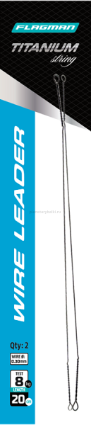 Поводок скрутка F-FISHING Wire Leader Titan 8кг, 20см, 0,30мм, 2шт.