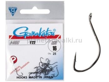 Крючки Gamakatsu F22 HOOKS BLACK разм. 16 25шт.