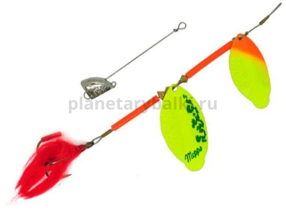Блесна вращающаяся MEPPS Tandem Brochet №3, 27гр., AG/orange-chartreuse блистер
