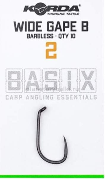 Крючки без бородки KORDA Basix Wide Gape №6, 10шт.