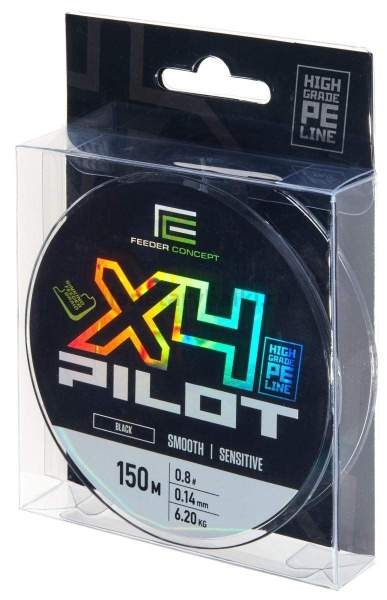 Шнур плетёный Feeder Concept Pilot x4 BRAID Black 150м, 0,14мм, 6,2кг