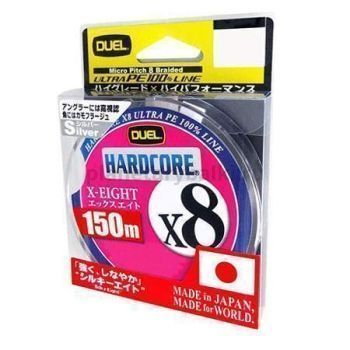 Плетеный шнур Duel PE Hardcore X8 150м, 0.153мм, 7кг, #0.8 Silver